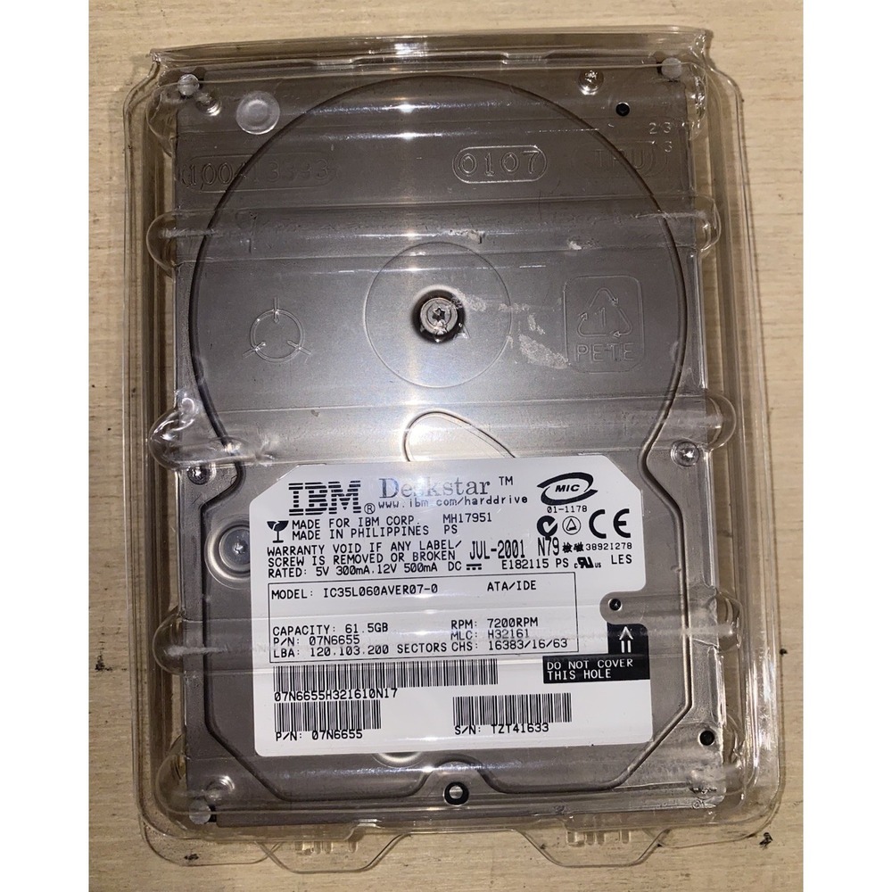 61.5 GB IDE IBM Deskstar IC35L060AVER07-0 P-ATA 7200rpm 2MB HDD 3.5" Hard Drive